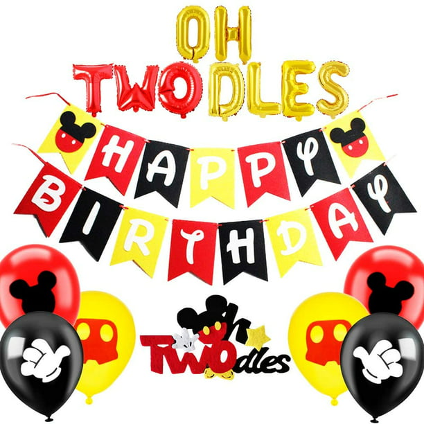 Mickey Two Birthday Cake Topper Twodles Mickey Birthday Party Supplies Cute Cake Decorations Two Years Old Mickey Themed Birthday Party Favors for 2nd Toddlers Baby Boys Girls 